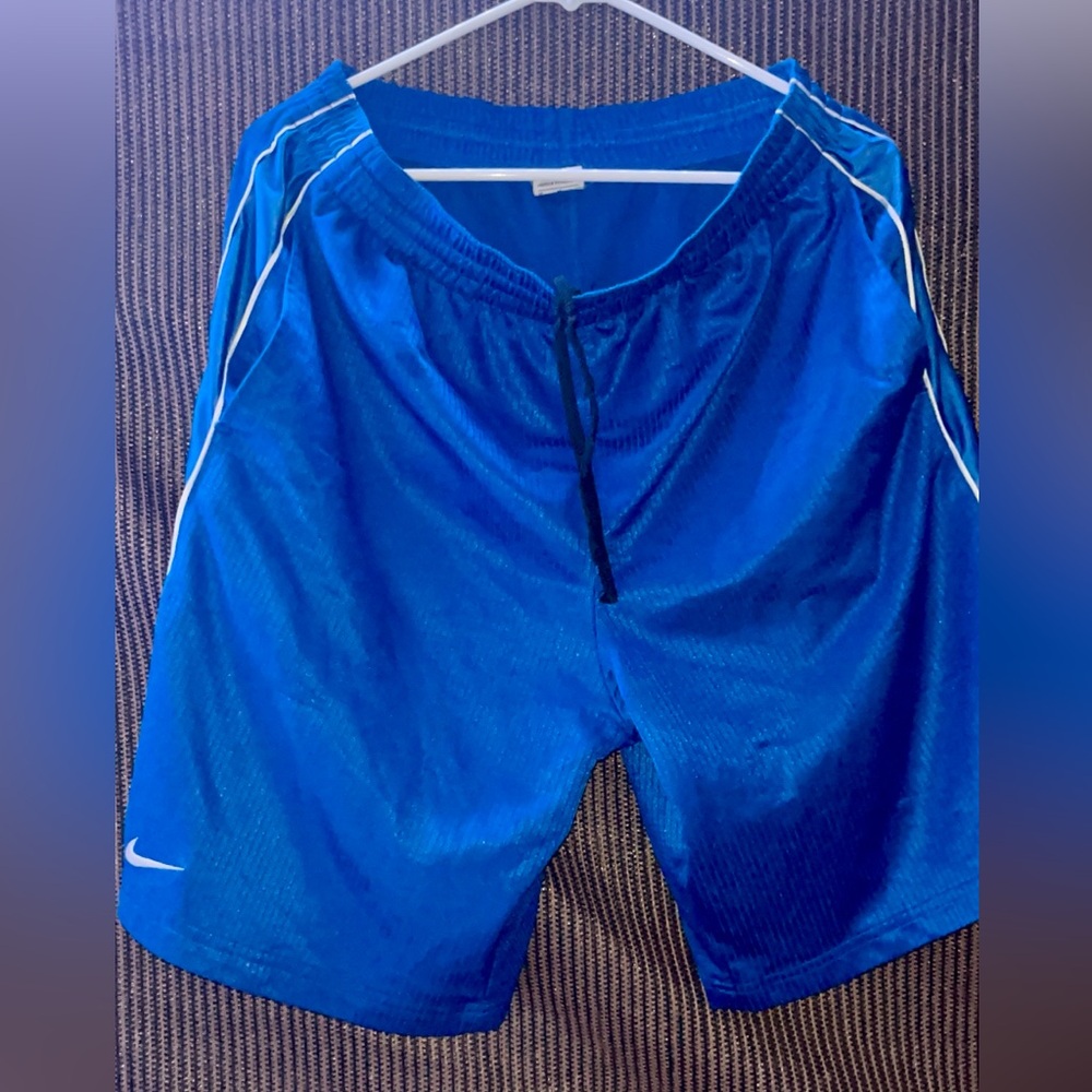 Nike Men’s Royal Blue Mesh Basketball Shorts - medium- Y2K Vintage